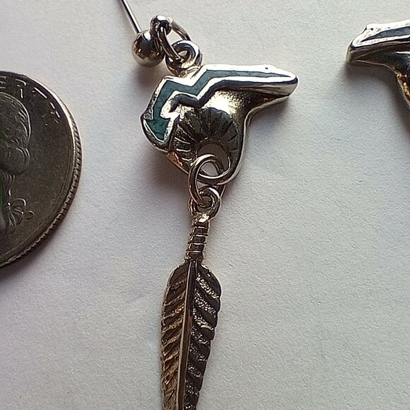 Outstanding Vintage Artisan Signed Native American Pewter Earrings - Picture 3 of 6